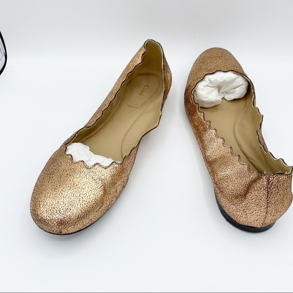 CHLOE Pink Gold Ballerina Flat 39 - Picture 4 of 7